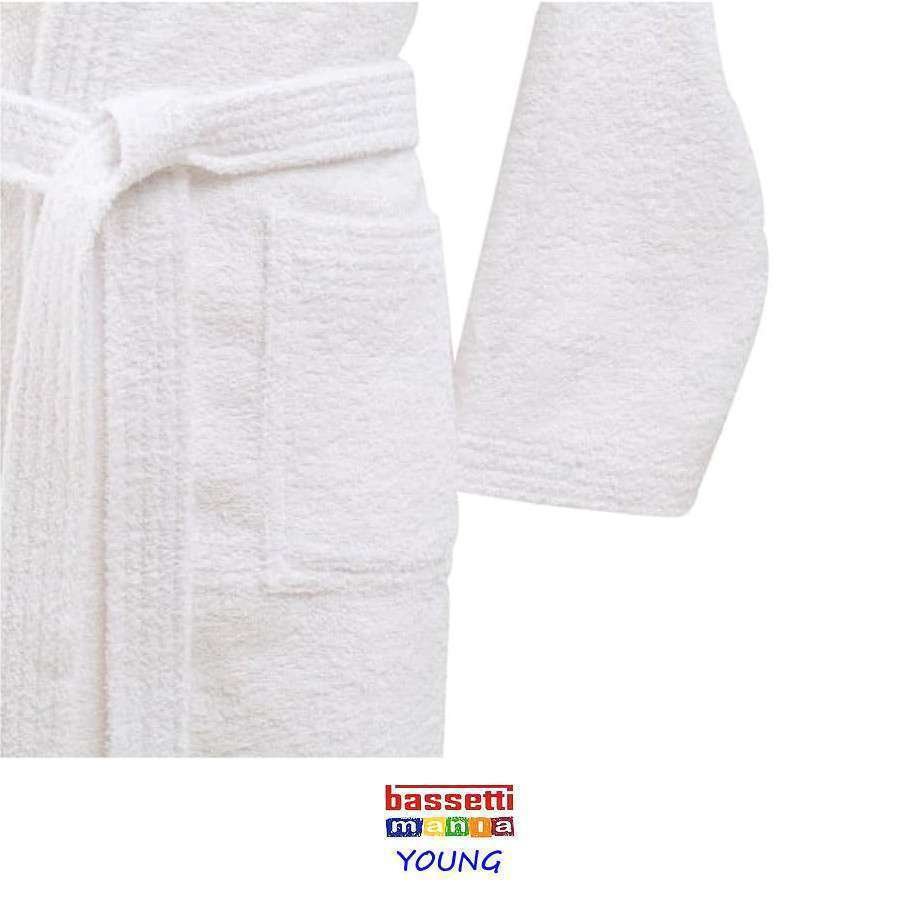 Bassetti Mania Young Accappatoio da bambino bianco Con Cappuccio 100% Cotone 360grm² Taglia xl