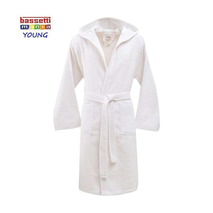 accappatoio bianco bambino 100% cotone