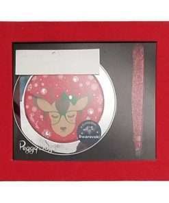 Set scatola doppio specchio specchietto da trucco e pinzette Natale