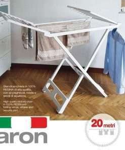 Italyplast Stendino da pavimento Stendibiancheria bianco aron Ali Pieghevoli e Ruote