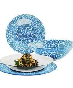 Servizio piatti in vetro temperato blu clear blue rock 19 pz Cok