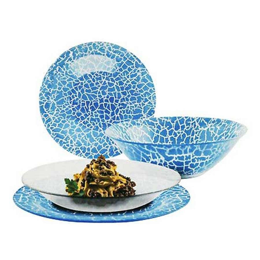 Servizio piatti in vetro temperato blu clear blue rock 19 pz Cok