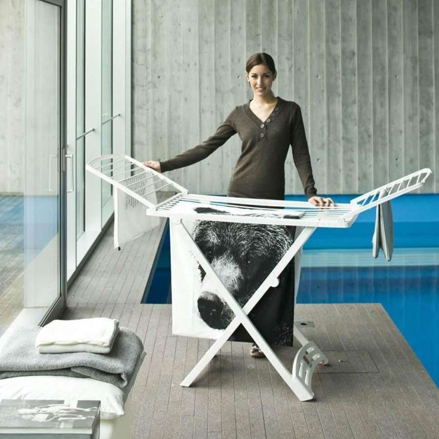 Vileda Zaffiro Stendibiancheria da Pavimento Stendino a Cavalletto da Esterno con Ruote Richiudibile