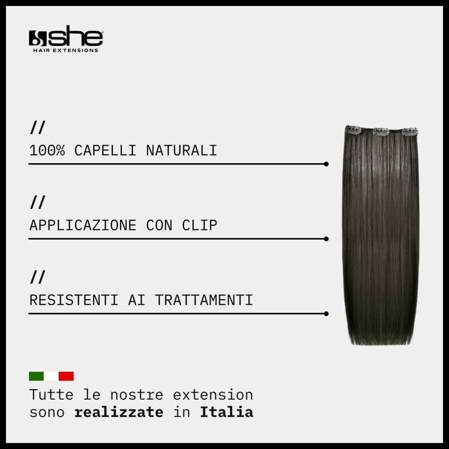 She Easy20 Extension Applicazione Veloce e Facile a Clip Set da 3 Pezzi Capelli Veri Lisci Nero