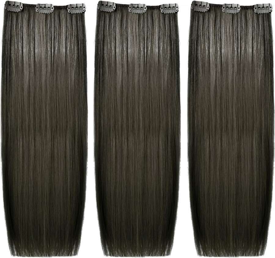 She Easy20 Extension Applicazione Veloce e Facile a Clip Set da 3 Pezzi Capelli Veri Lisci Nero