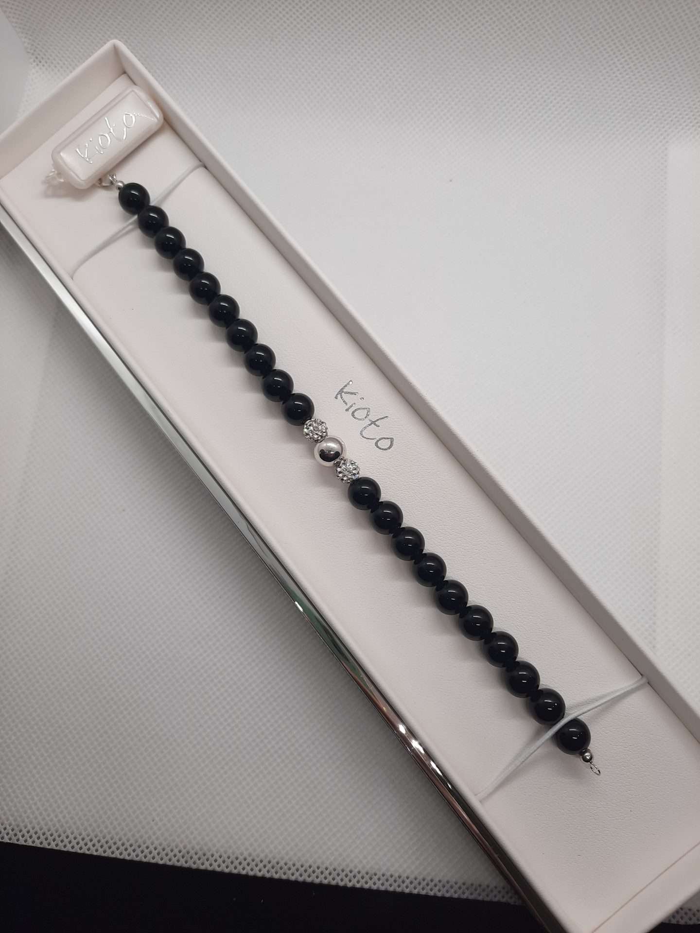 Bracciale donna Kioto Gioielli con Perle Onice e Oro 18 Kt 290B/AN