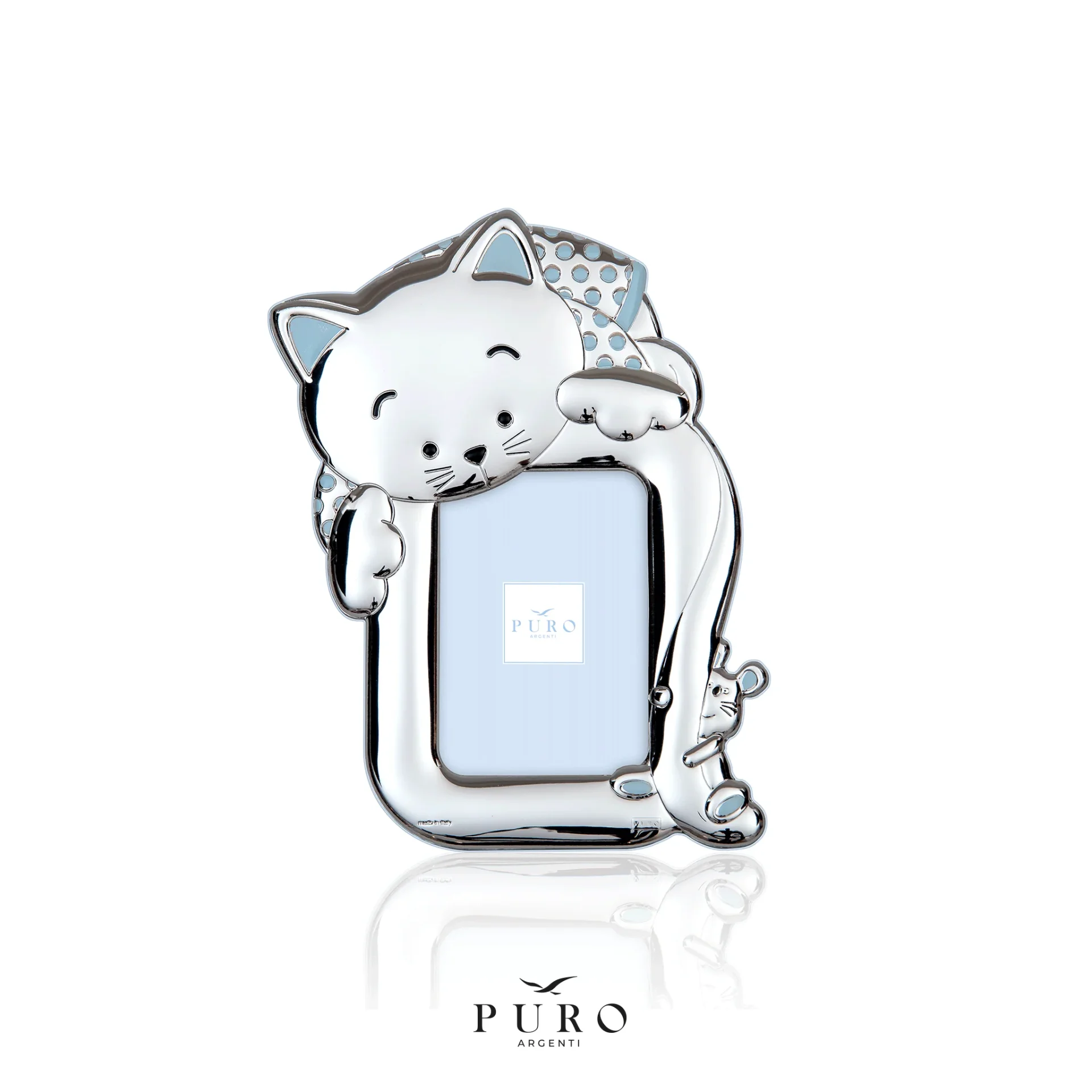 Portafoto Bambino Gattino Argento Marca Puro Pu8614/6c