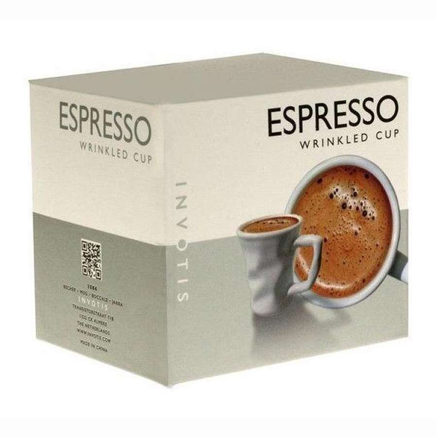 6 Tazzine da Caffè Espresso Effetto Stropicciato in Ceramica Bianca
