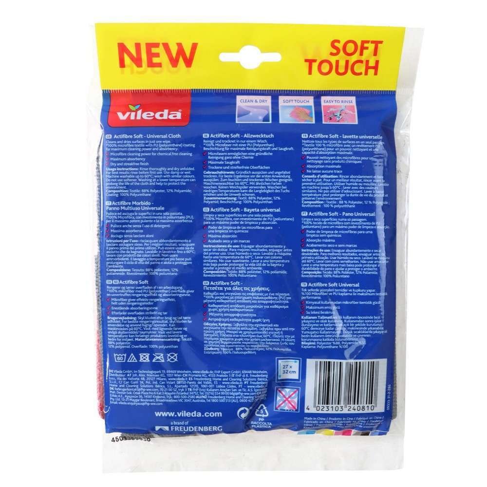 Panno Vileda Actifibre Soft Universale confezione da 2 Pz