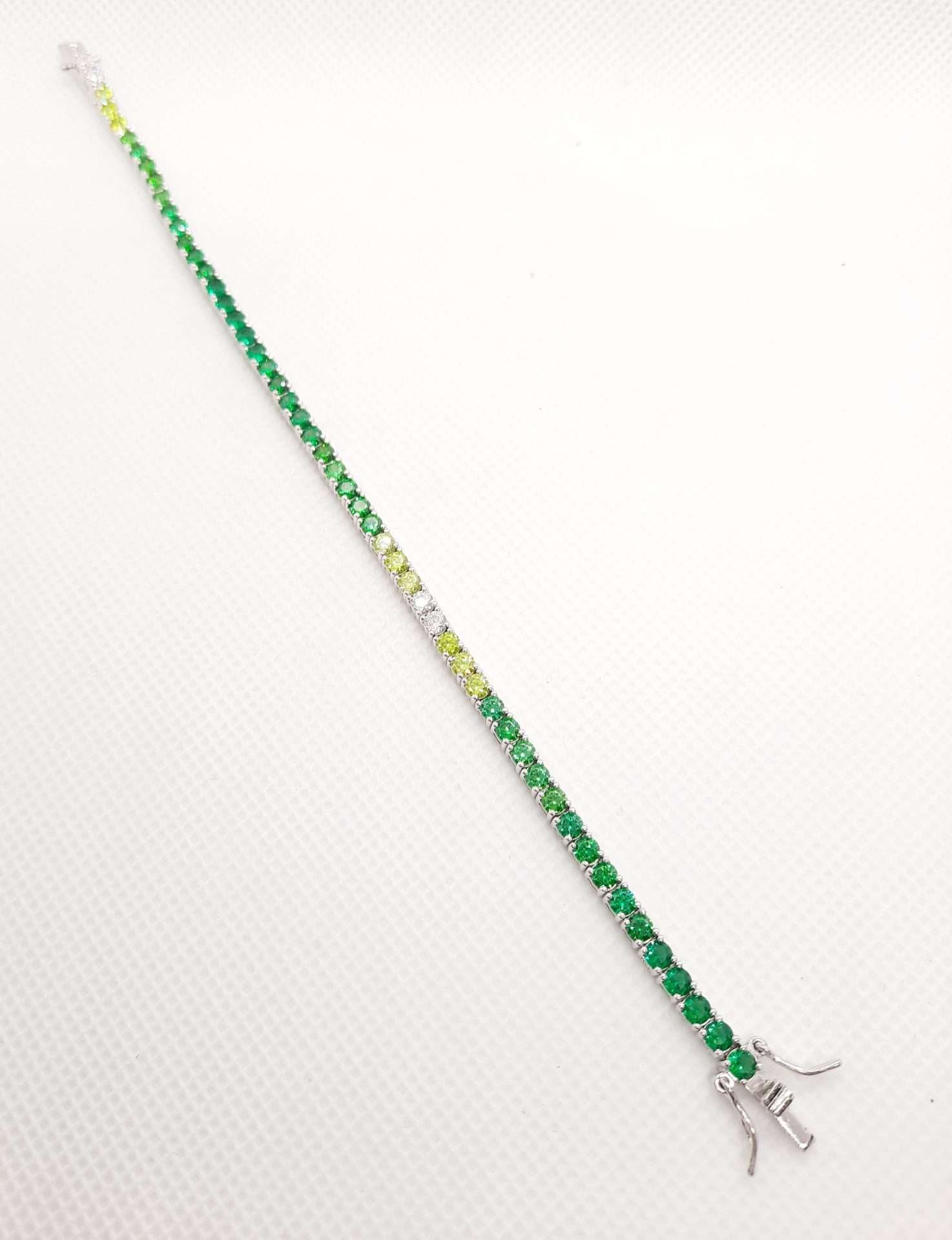 Bracciale Tennis in Argento con Zirconi Verdi