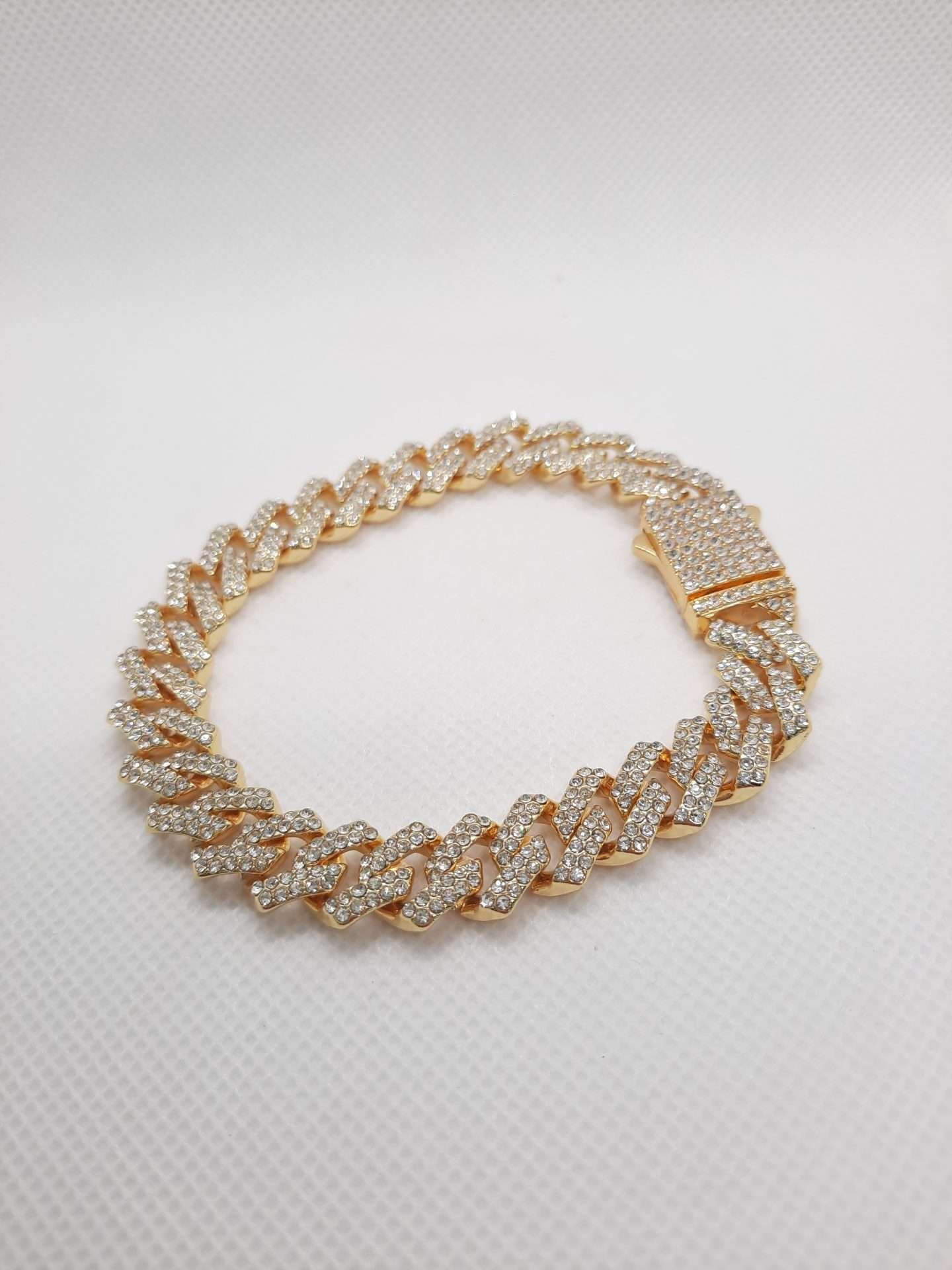 Bracciale Grumetta in Acciaio dorato e Zirconi