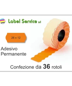 Etichette Adesive Prezzatrice mm 26x12 Colore Arancione Fluo