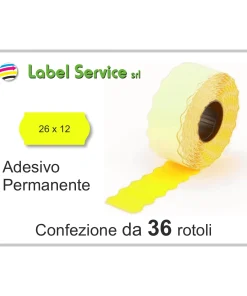 Etichette Adesive Prezzatrice mm 26x12 Colore Giallo Fluo