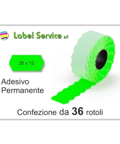 Etichette Adesive Prezzatrice mm 26x12 Colore Verde Fluo