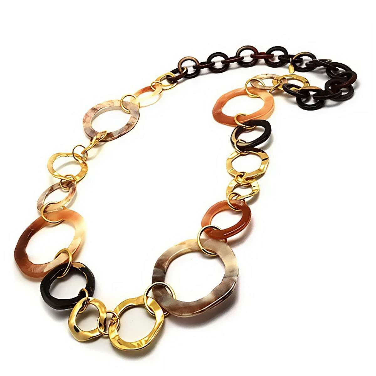 Collana ad anelli in resina marrone e oro Look Company