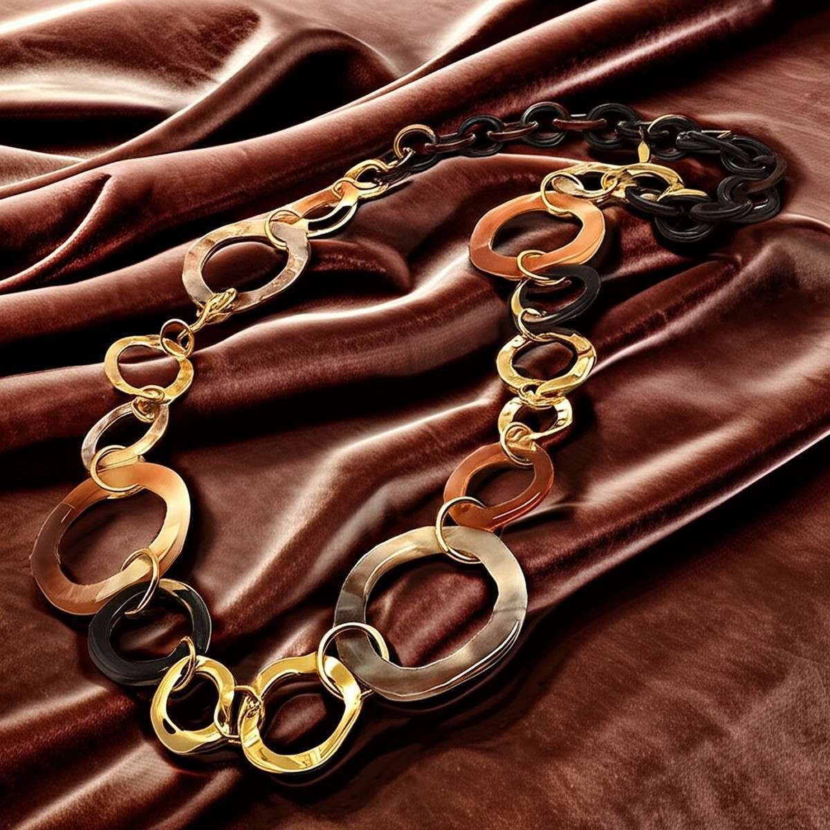 Collana ad anelli in resina marrone e oro Look Company
