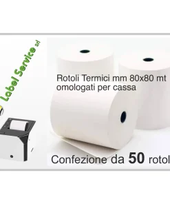 Rotoli Termici mm 80 x 80 mt per Stampanti Fiscali cf 50 rt