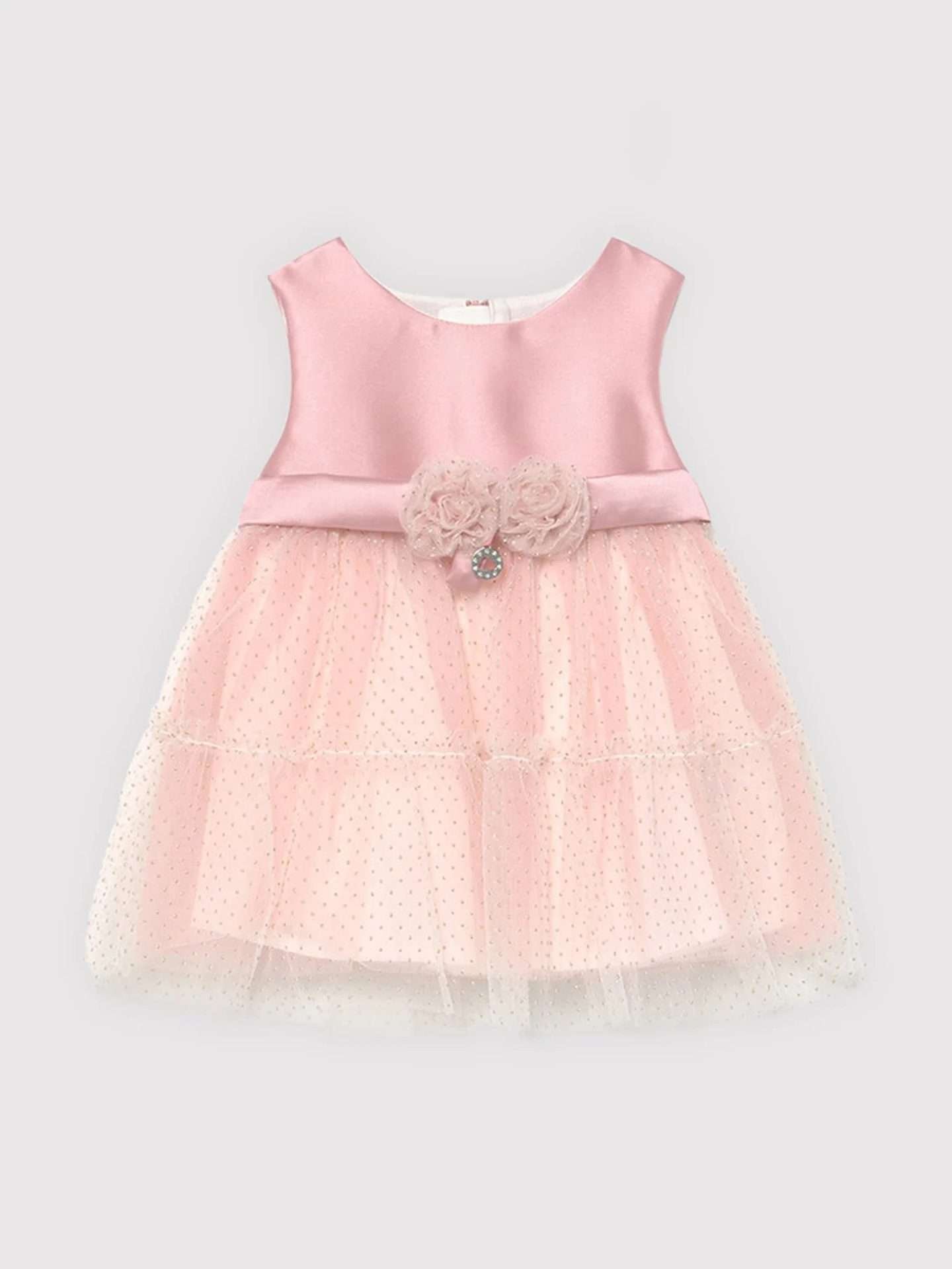 Vestito bimba elegante Mayoral 18 mesi art.1963 rosa e piccoli pois oro - immagine 3