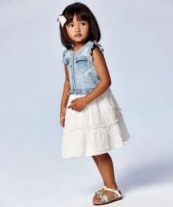Vestito Bambina Mayoral art.3495 combinato jeans e pizzo 3 anni
