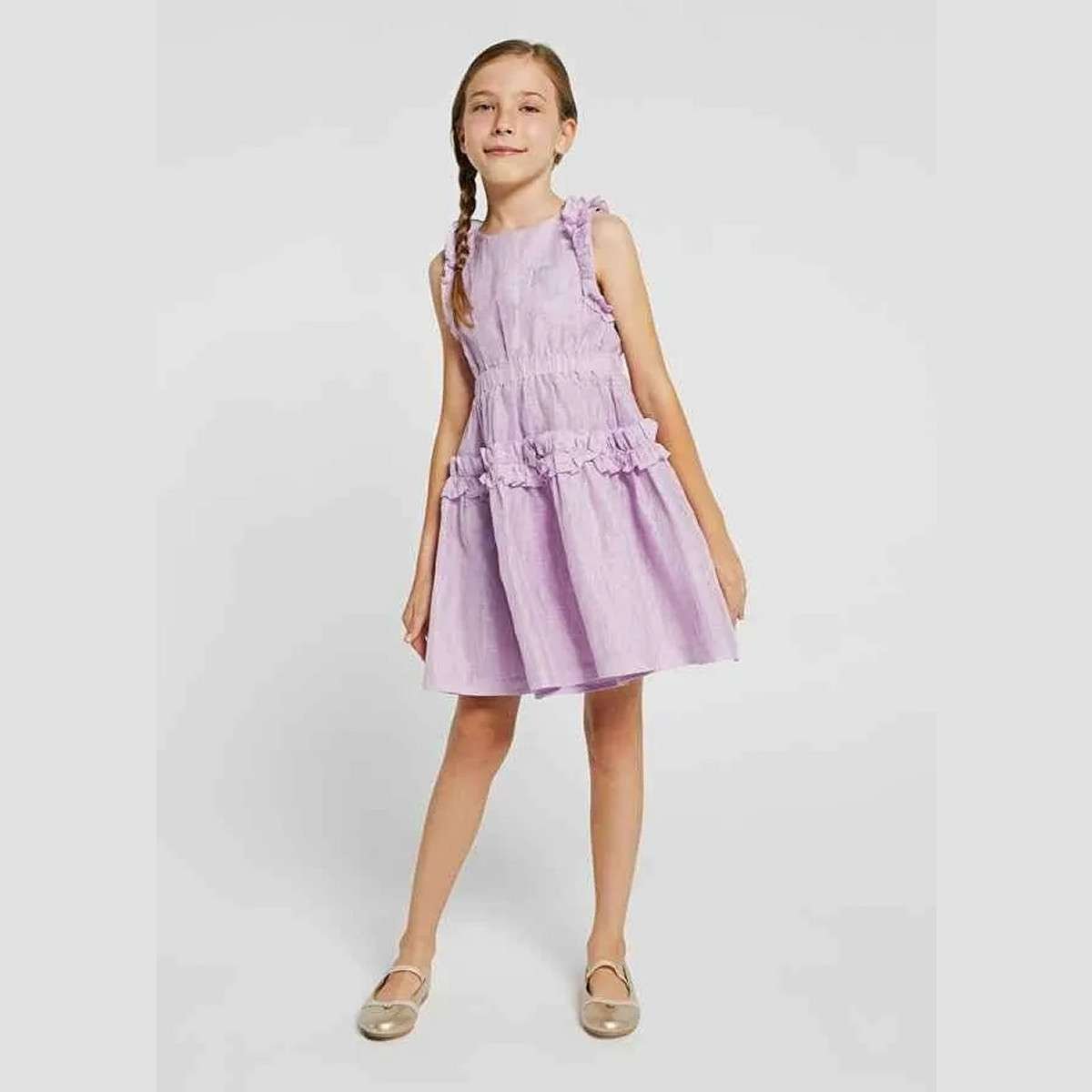 Vestito ragazza elegante Mayoral art.6961 in lino color lilla