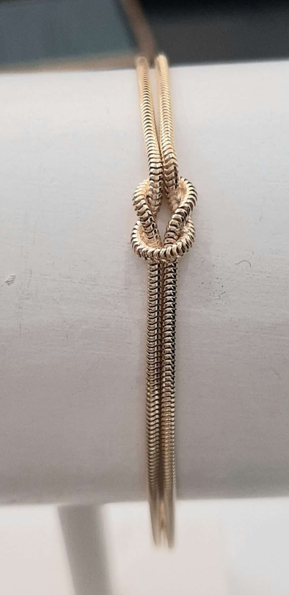 Bracciale argento 925 doppio filo con nodo unisex - immagine 2