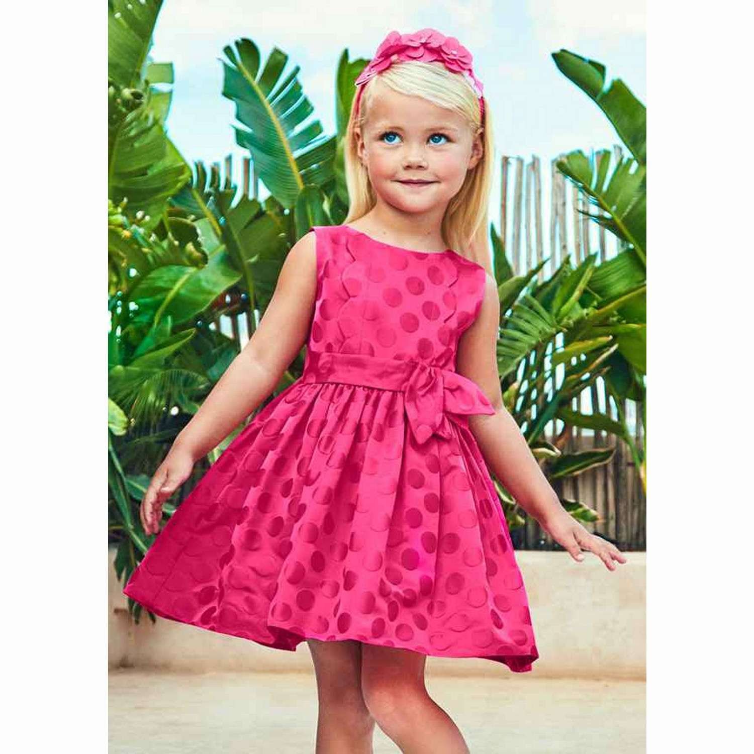 Abito Vestito Bambina estivo elegante 3918 fucsia Regular Fit Mayoral originale