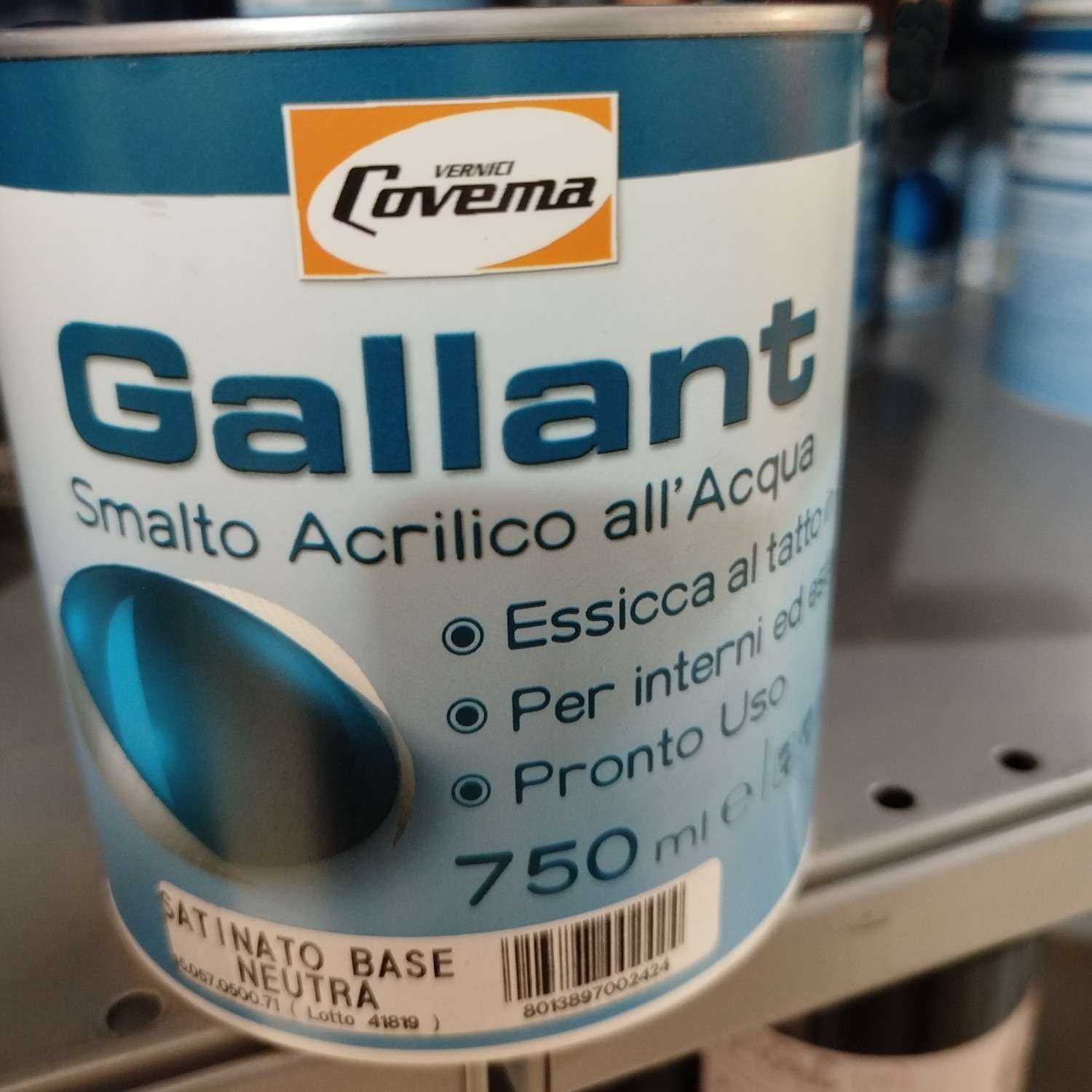 Gallant Smalto acrilico all'acqua Satinato Base neutra 0,75kg Covema Vernici