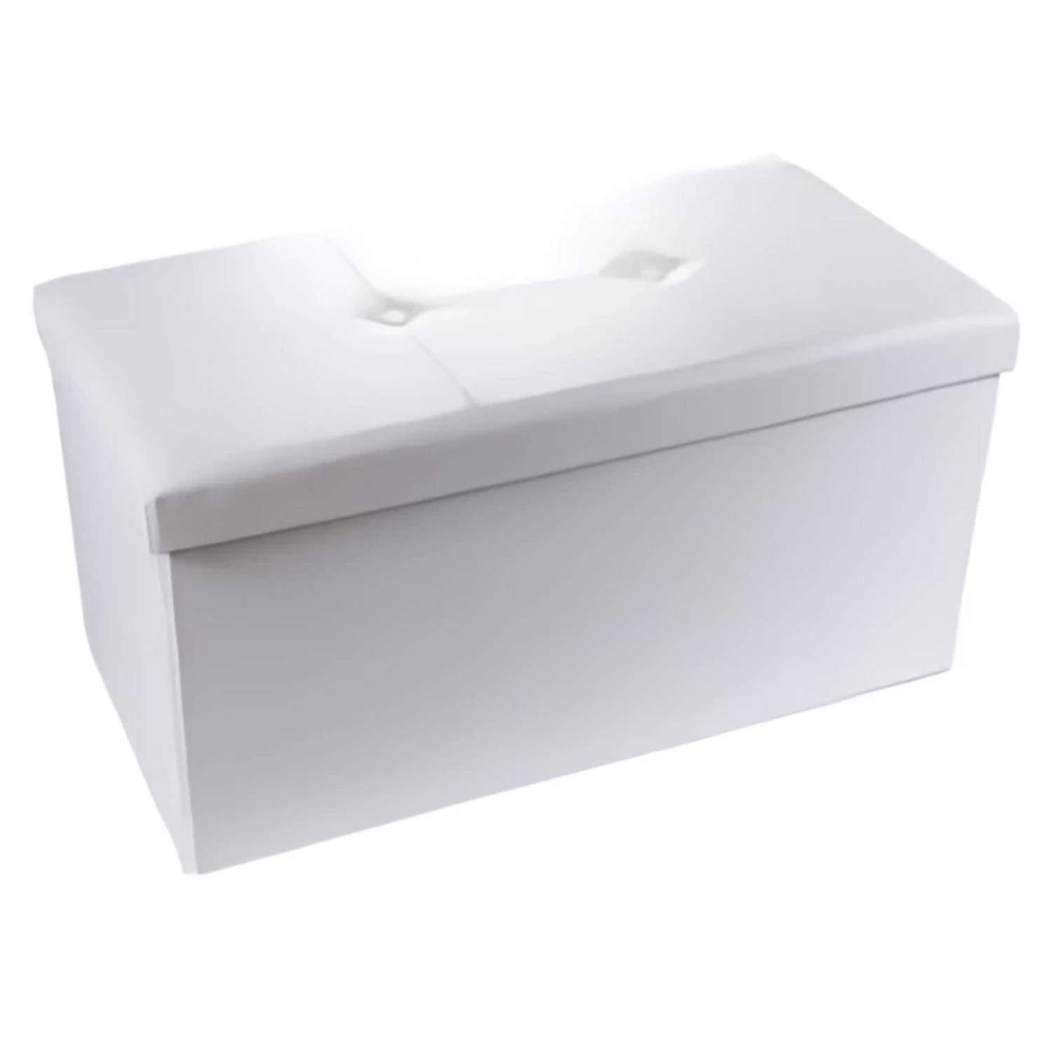 Pouf contenitore in ecopelle nero o bianco pieghevole richiudibile 76x40x40 cm - immagine 2