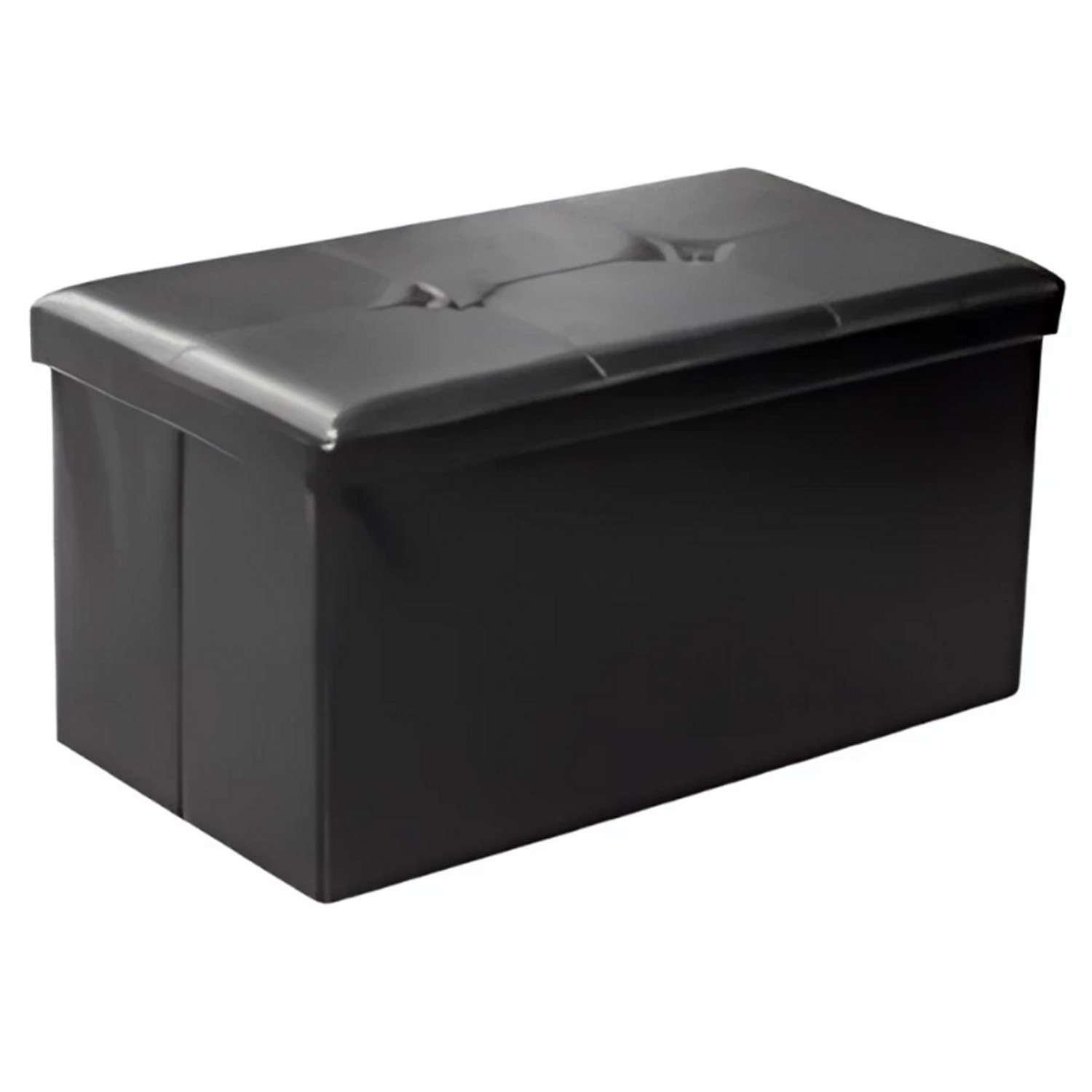 Pouf contenitore in ecopelle nero o bianco pieghevole richiudibile 76x40x40 cm - immagine 3