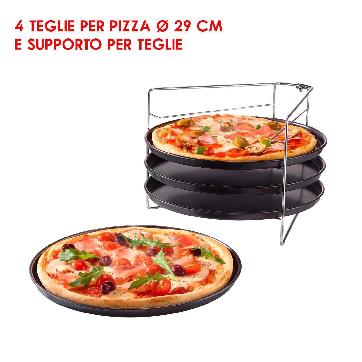 Set 5pz Teglie per pizza con supporto