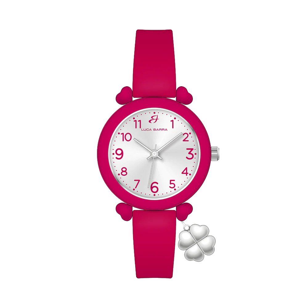 Orologio Donna Luca Barra Silicone Fucsia con Charms Quadrifoglio Bw397 (Copia)