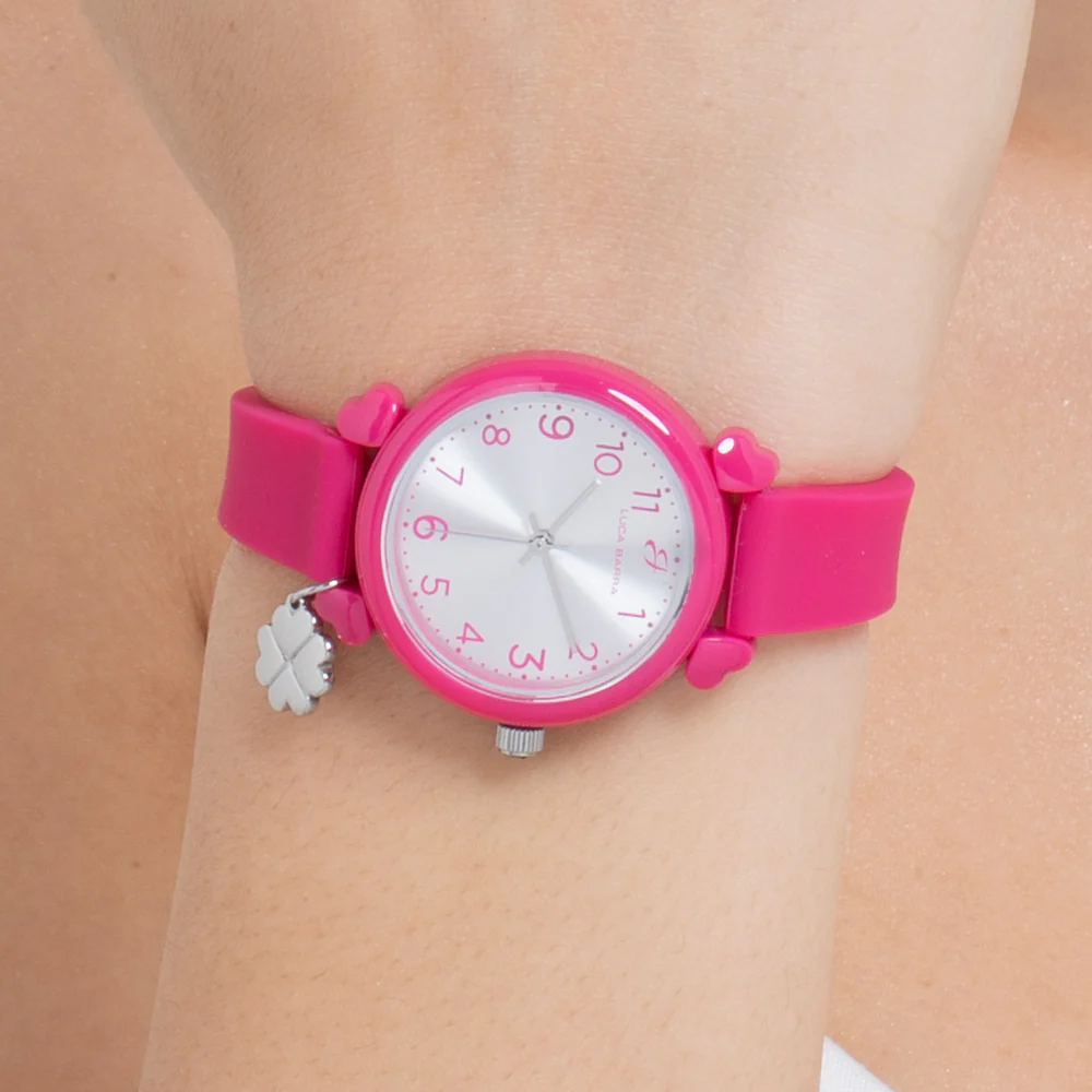 Orologio Donna Luca Barra Silicone Fucsia con Charms Quadrifoglio Bw397 (Copia) - immagine 2