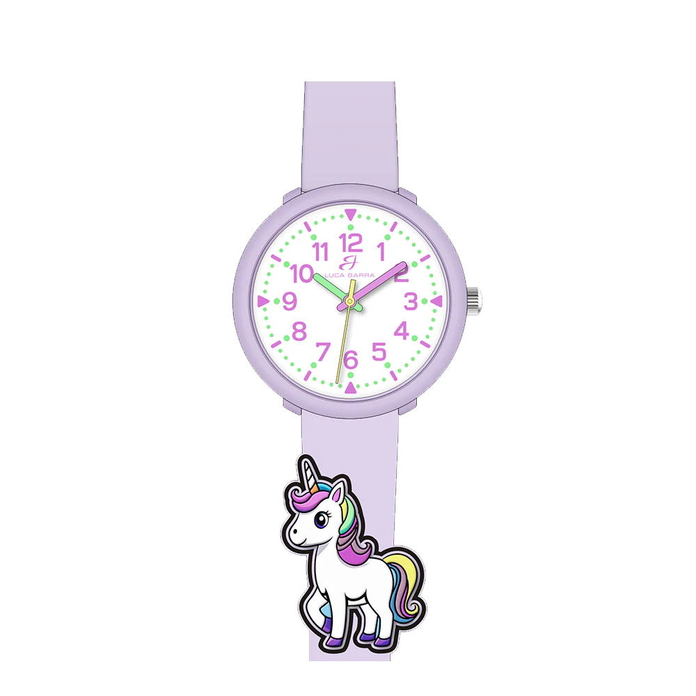 Orologio Bambina Luca Barra Silicone Lilla con Unicorno Jw101