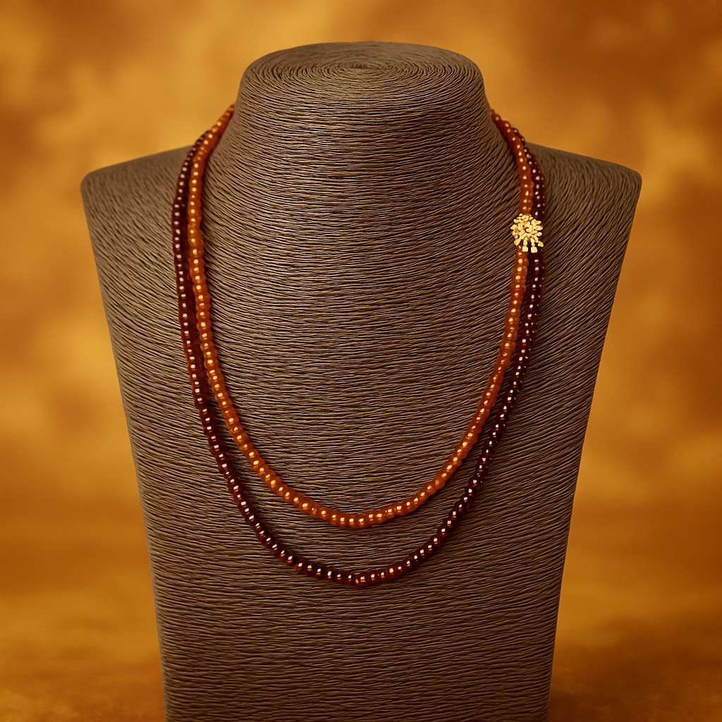 Collana artigianale girocollo a 2 fili con chiusura magnetica color oro con strass Maison MTG