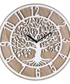 orologio da parete in legno con decoro