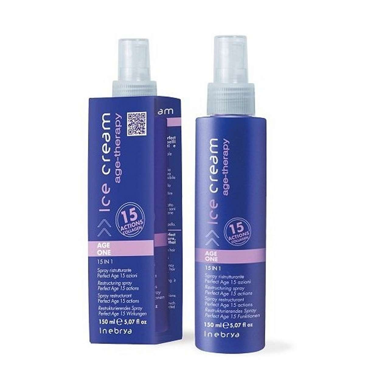Inebrya Ice Cream Balsamo per capelli Age Therapy anti-età 15in1 Spray ristrutturante 150ml