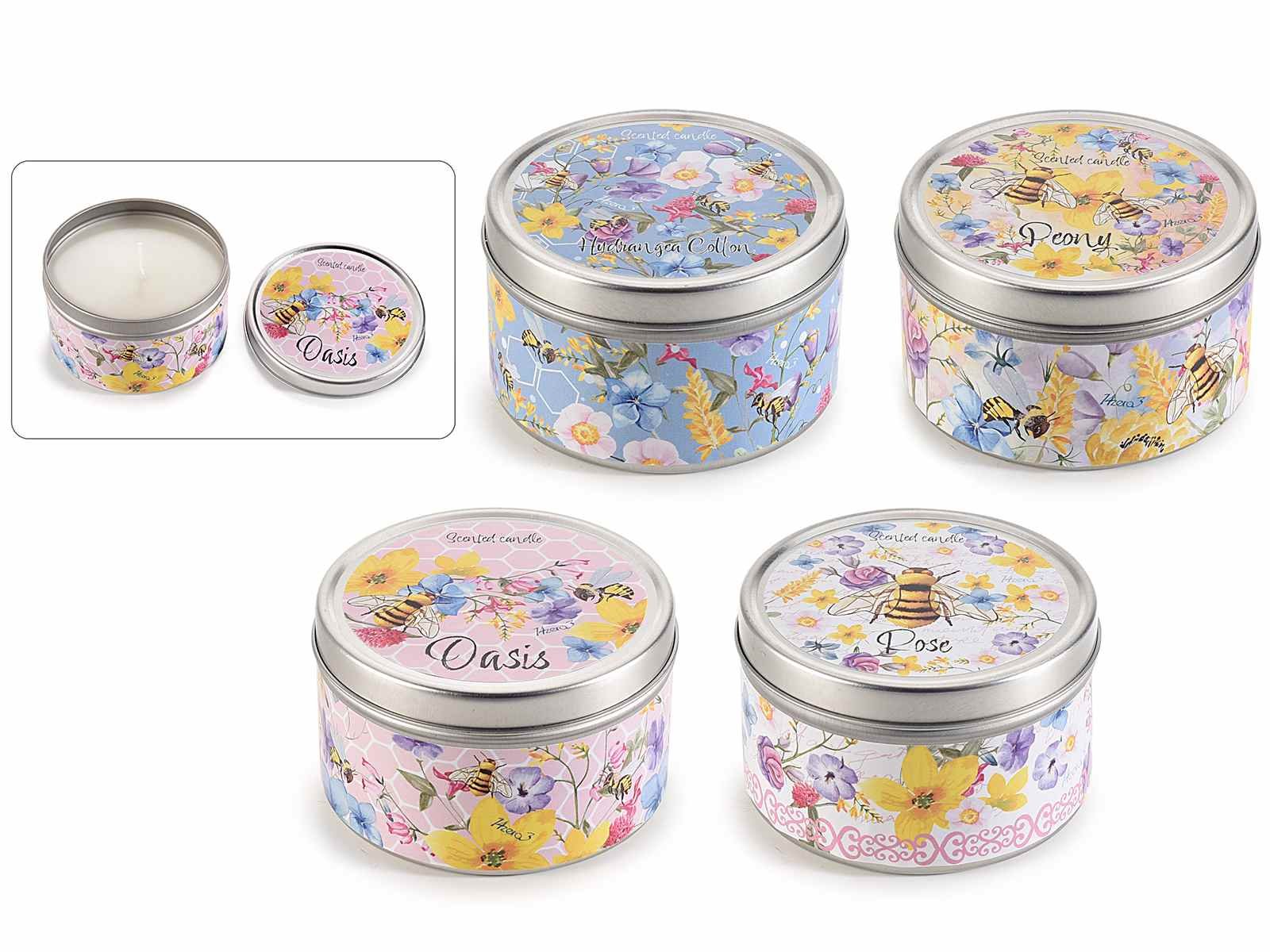 candele profumate: rose, oasis, hydrangea cotton, peony