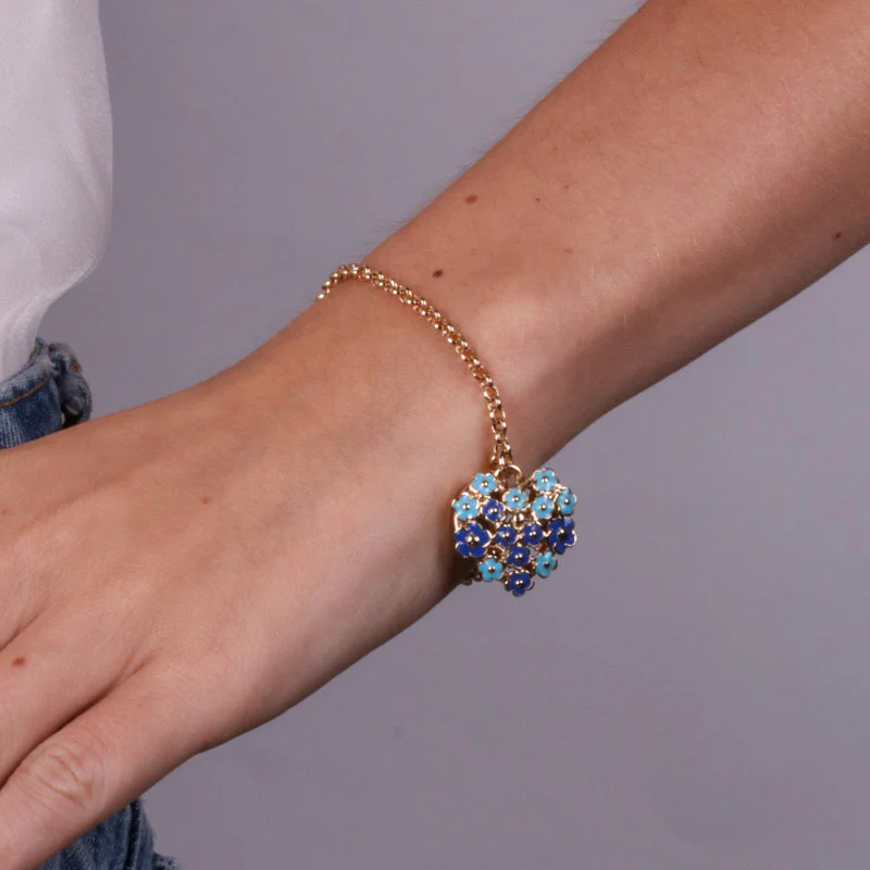 Bracciale in Metallo cuore impreziosito da fiori blu 3572661 - immagine 4