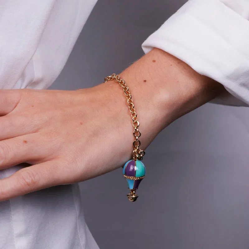 Bracciale in Metallo con mongolfiera blu e azzurra placcata oro 3572827 - immagine 4