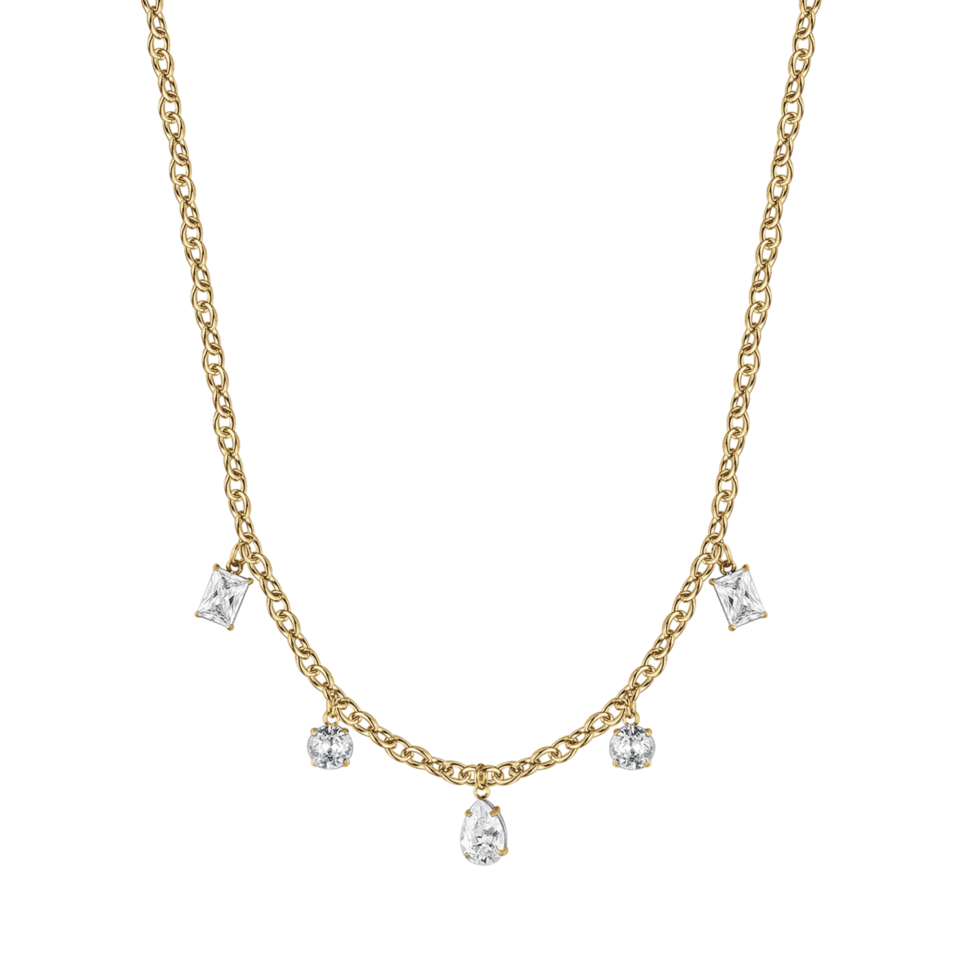 COLLANA DONNA IN ACCIAIO IP GOLD CON CRISTALLI BIANCHI PENDENTI Codice: CK1682