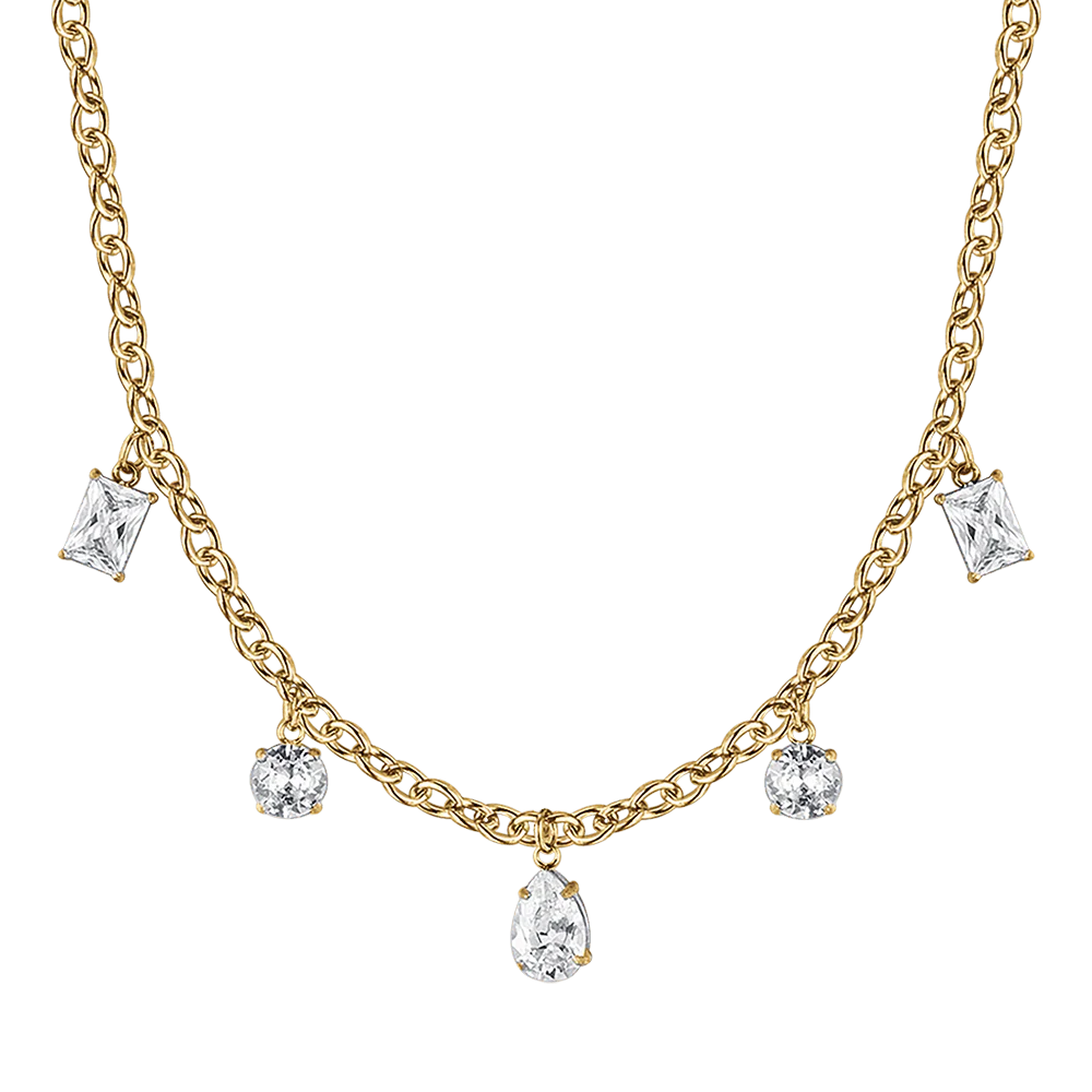 COLLANA DONNA IN ACCIAIO IP GOLD CON CRISTALLI BIANCHI PENDENTI Codice: CK1682 - immagine 4