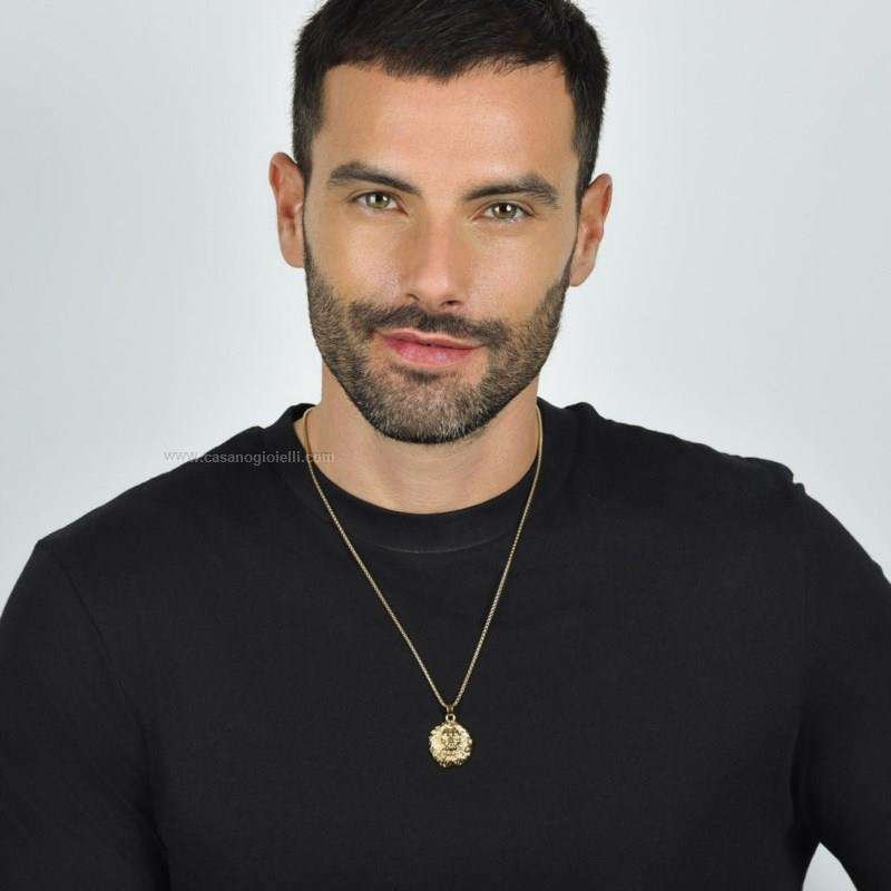 Collana Uomo Con Testa Di Leone In Acciaio 316l Luca Barra ca480 - immagine 3