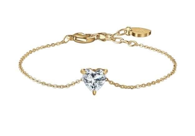 BRACCIALE DONNA IN ACCIAIO IP GOLD CON CUORE CRISTALLO BIANCO BK2769