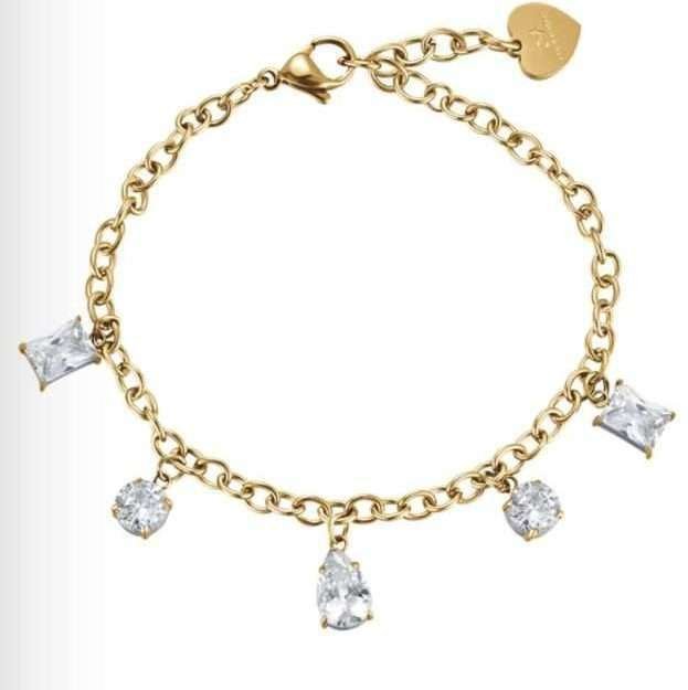 BRACCIALE DONNA IN ACCIAIO IP GOLD CON CRISTALLI PENDENTI CK2258
