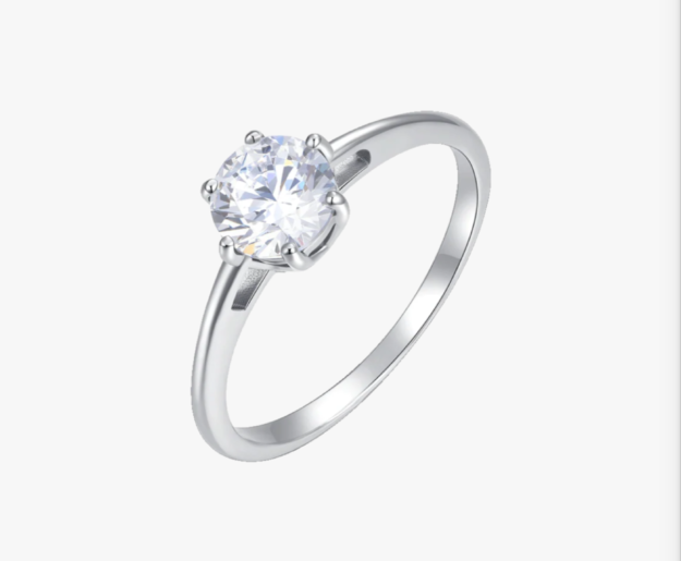 ANELLO DONNA LUCA BARRA IN ACCIAIO CON CRISTALLO BIANCO - TAGLIA 14