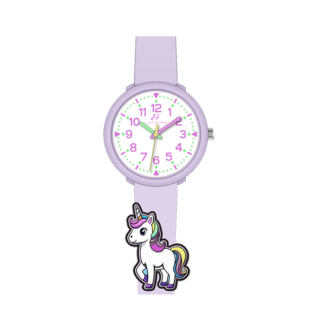 Orologio Bambina Luca Barra Silicone Rosa con Unicorno Jw101
