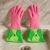 Guanti da Cucina Flower rosa in PVC con Foglie Decorative e Coccinella