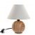 Lampada da tavolo in legno chiaro e cappello bianco